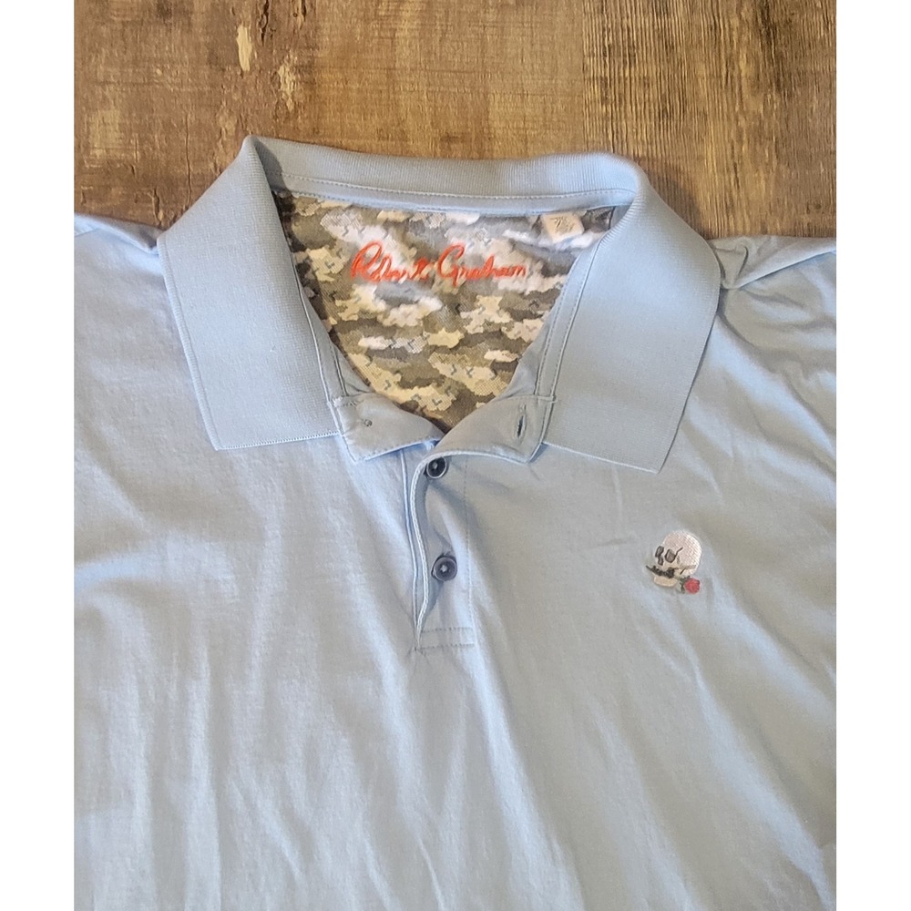 Robert Graham Men's‎ XL Classic Fit Blue Stone Trail 2 Short Sleeve Polo Shirt - Picture 2 of 14